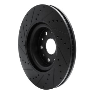 Cadillac CT6 Brake Rotor (1) - Front Right - R1 Concepts - Drilled & Slotted - Black - `14-`25